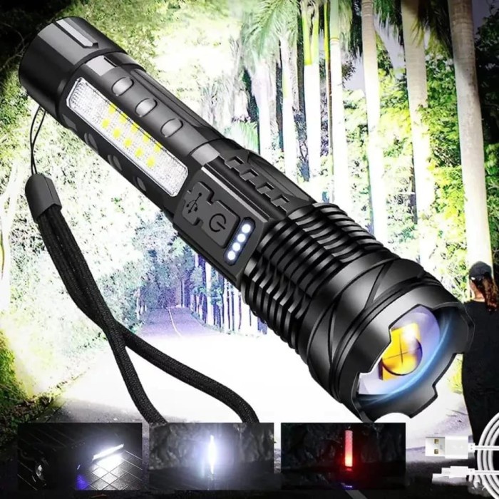 Promo Senter Led A76 Senter Laser Cahaya Super Terang Type-C Bisa Di Cas