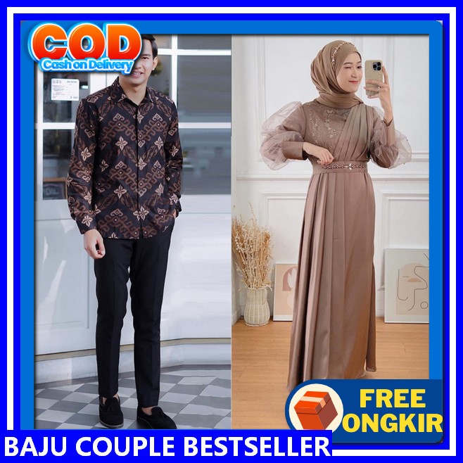 Gamis Couple Suami Istri 2024 Gamis Ibu Dan Anak Mewah Kekinian Satu Set Gais Lebaran Pasangan Lenga