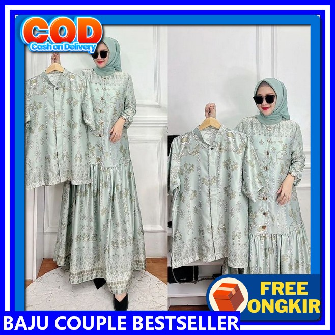 Gamis Couple Suami Istri 2024 Gamis Ibu Dan Anak Mewah Kekinian Satu Set Gais Lebaran Pasangan Lenga