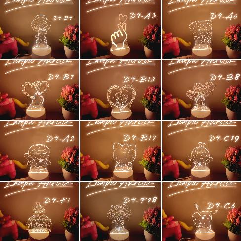 Lampu Tidur Akrilik Lampu Hias Meja Lampu Hias 3D nyala Lampu Pajang akrilik 3 warna