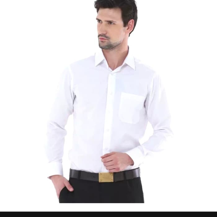 Kemaja Pria Putih Polos Lengan Panjang / Seragam Baju Lapangan Kantor