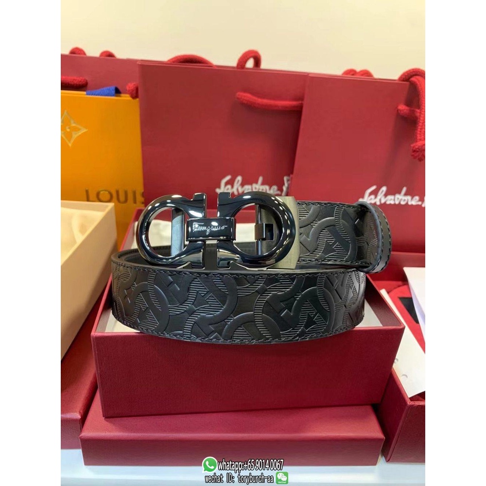 Ferragamo men's reversible bbuckle belt business eyelet waist belt for men full set inclusion