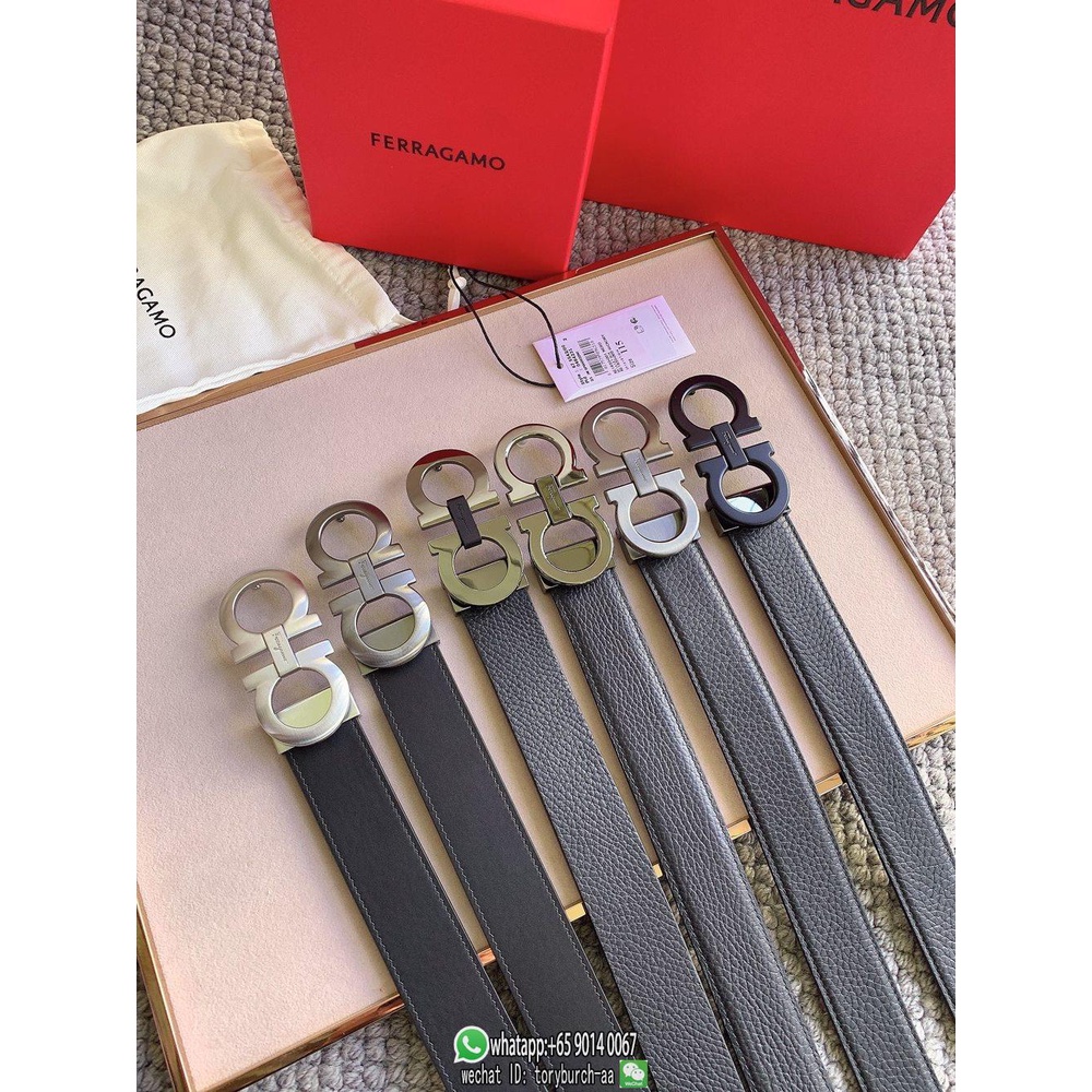 Ferragamo men's eyelet buckle belt reversible adjustable leather belt daily essential accessory