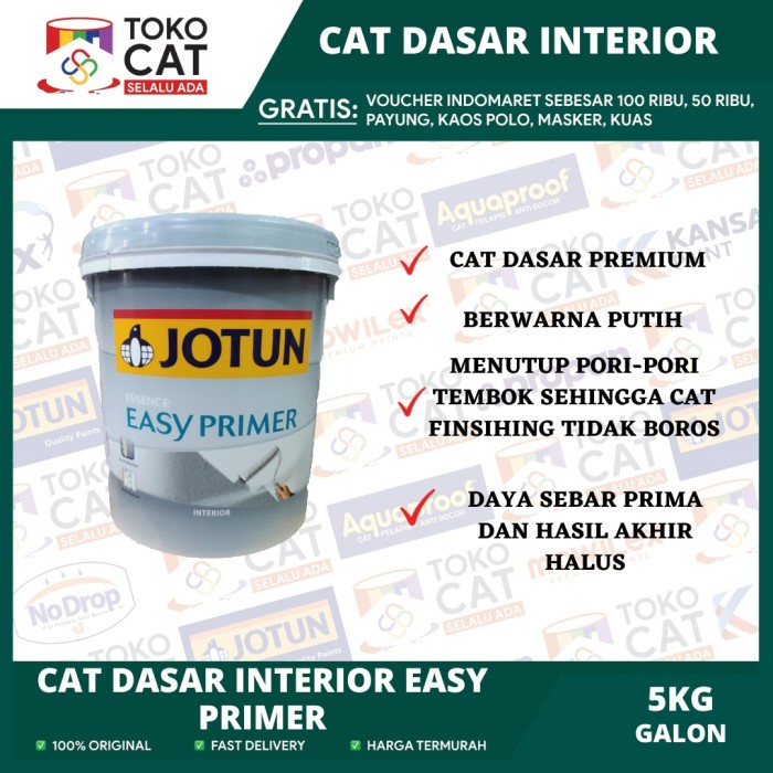 Cat Dasar Tembok Exterior & Interior Jotun Easy Primer 3.5 Liter Galon // Cat Dasar Tembok Interior 