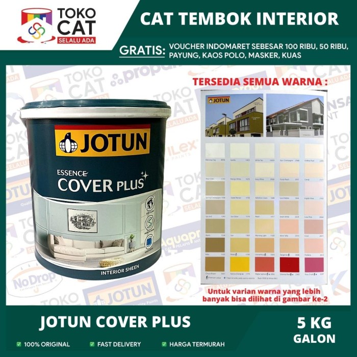 Cat Tembok Interior Anti Noda Jotun Cover Plus Putih / Tiinting 5 Kg Galon // Cat Tembok Dalam // Ca