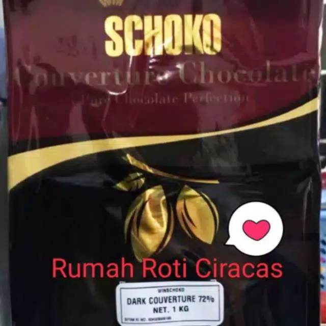 

Chocolate Couverture 72% Schoko 500Gr Coklat Dark Choc