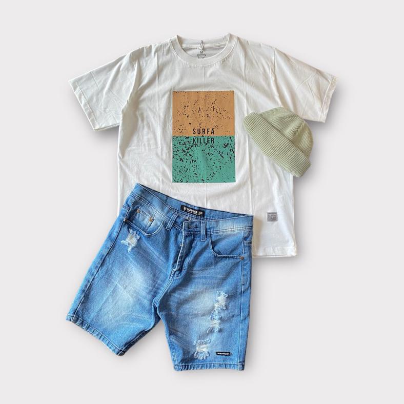 PROMO Surfakiller Shortpant Ripped Denim & Kaos TERLARIS