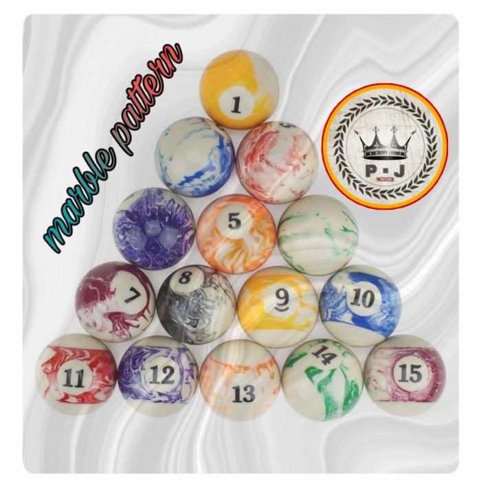 Set Bola Billiard | Stylish | Marble Pattern | Meja 9Ft | 7Ft Non Coin