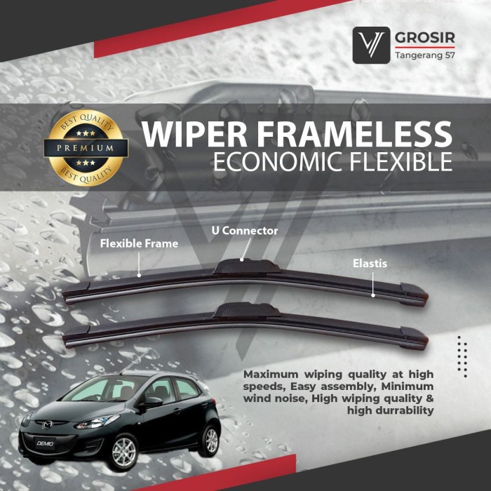 Wiper Mazda 2 Mazda2 2007-2014 Frameless 2 Pcs Best