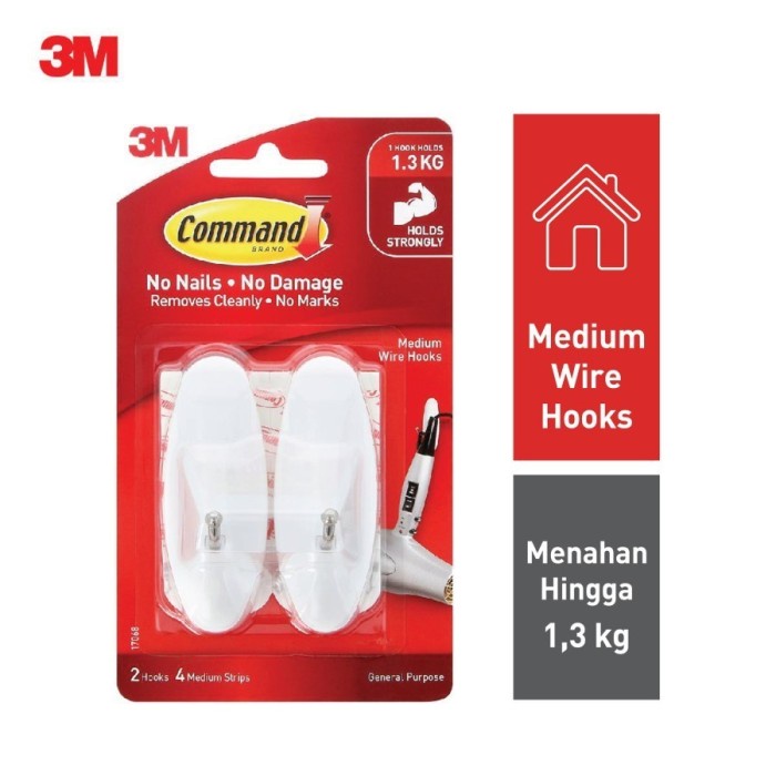 

Gratis Ongkir Gantungan 3M Command Adhesive Medium Utility Wire Hook 17068