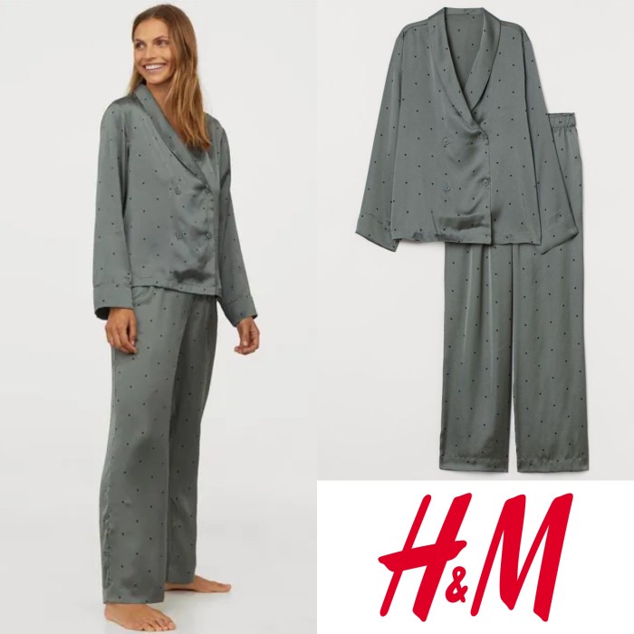 [COD] HM Hnm Green Dot Satin Pajamas Piyama Baju Tidur Terbaru