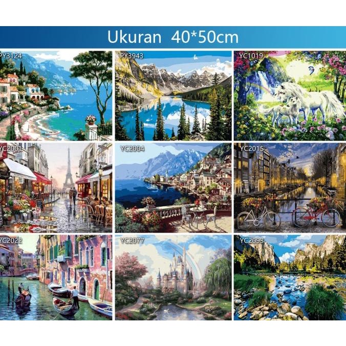 

TERLARIS CANVAS PAINT BY NUMBER KIT 40x50CM LUKISAN DIGITAL OIL PAINTING DIY