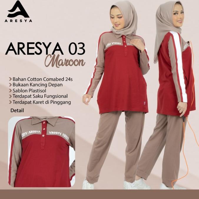 Setelan Baju Olahraga Wanita Baju Trening Senam Muslimah Aresya-03