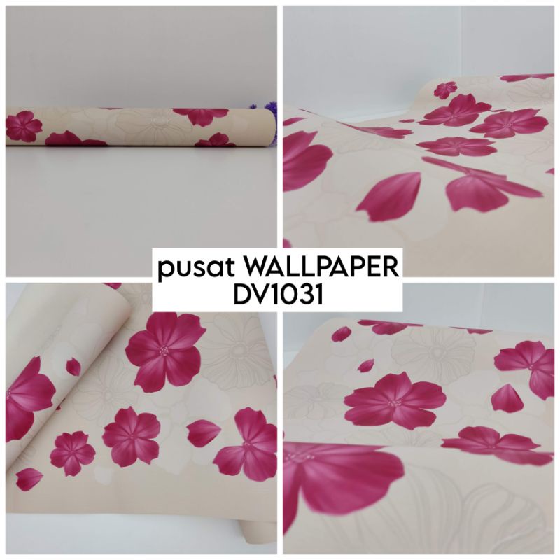 Wallpaper Dinding Motif Bunga 3D Diva Pink, Ungu, Merah, Hijau