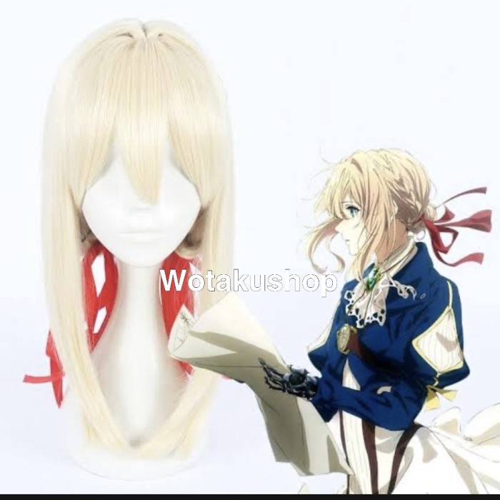 [Baru] Wig Cosplay Lucaille Violet Evergarden Style Red Ribbon Diskon