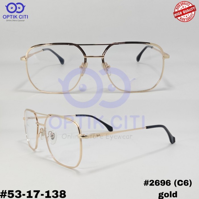 [Baru] Frame Kacamata Pria Wanita Bulat Aviator 2696 Ringan Grade Premium C6 Diskon