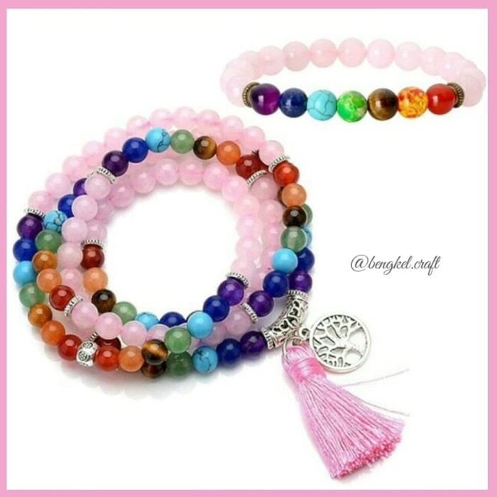 [Baru] Kalung Yoga 7 Chakra Keseimbangan Tubuh Rose Squarts Diskon