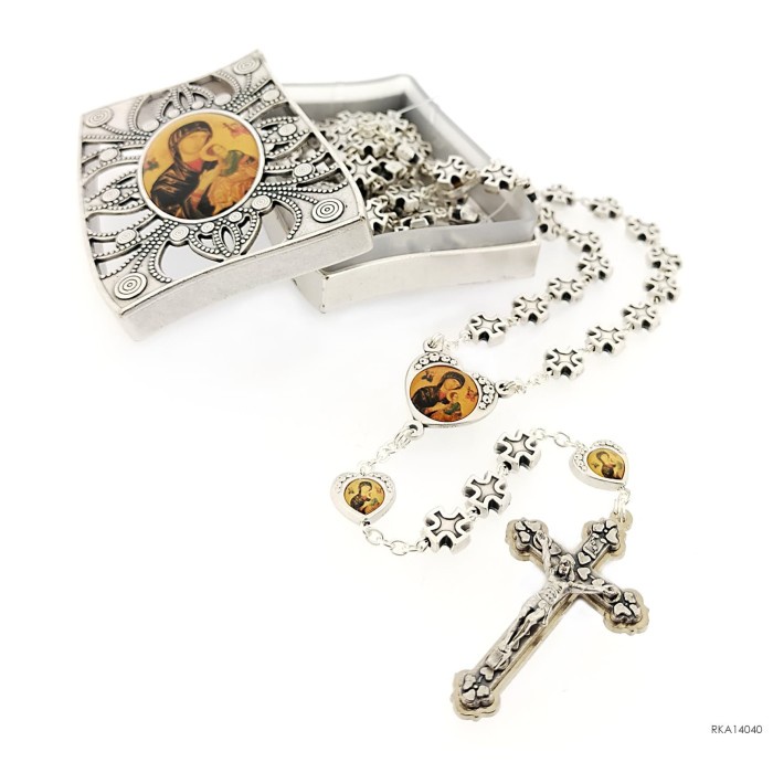 [Baru] Rosario Metal Perak Salib Italy Berkualitas Doa Katolik Terbaru