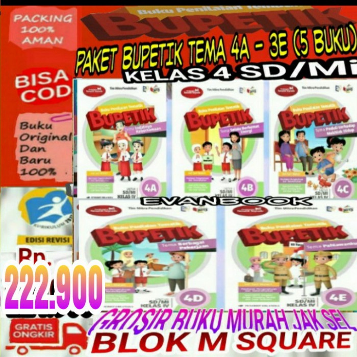 [New Ori] Paket Bupetik Tema 4A-4E 5 Buku Kelas 4 Sd/Mi K13 Erlangga Terbatas