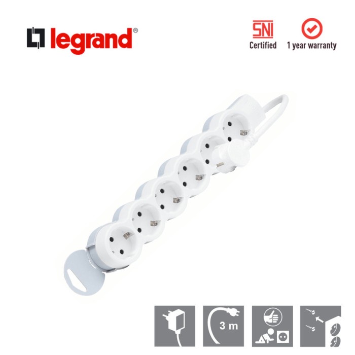 [Ori] Legrand Stop Kontak Multi Outlet 6 Socket 3M Diskon