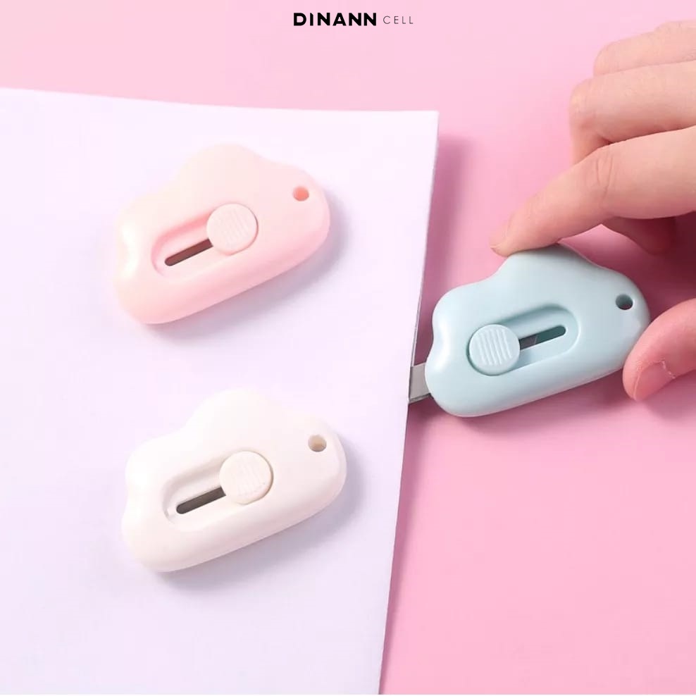 

DINANN Cutter Mini Portable Bentuk Oval Mini Cutter Polos Travel Kit Pemotong Kertas Paper Cutter Lucu Bentuk Awan Warna Pastel Untuk Unboxing Paket