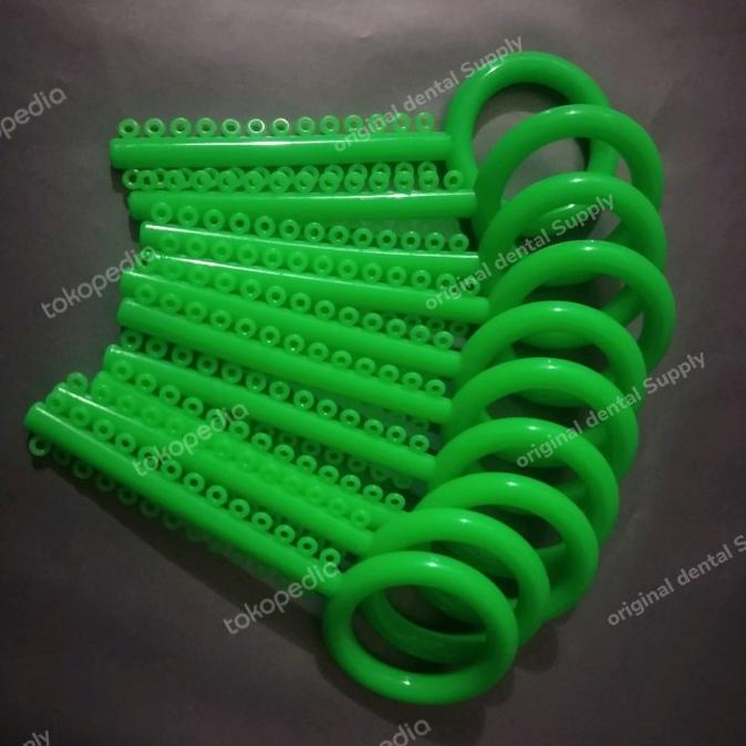 POWER O AO Neon Green Karet Gigi dental Ligature tie isi 10 stick