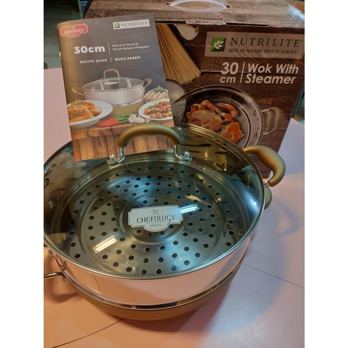 [Ori] Wok With Steamer / Panci Dengan Pengukus / Panci Kukus / Pengukus Diskon