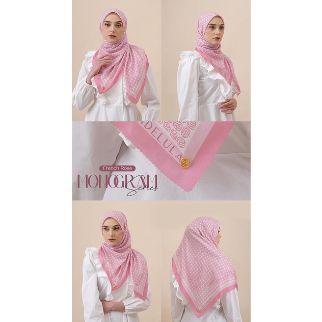 Ready Candelula Scarf - Monogram Series | Hijab Voal Motif Square terlaris