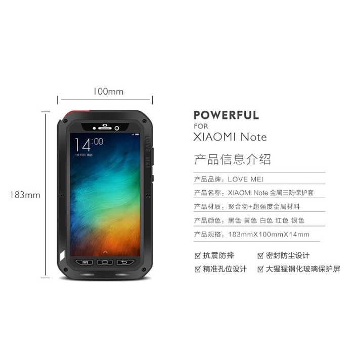 [Original] Xiaomi Mi Note Pro Hardcase Cover Love Mei Lunatik Metal Aluminium Limited