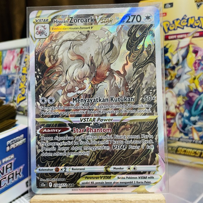 ✅COD Hisuian Zoroark Vstar V Star Sar Indonesia Kartu Pokemon Berkualitas