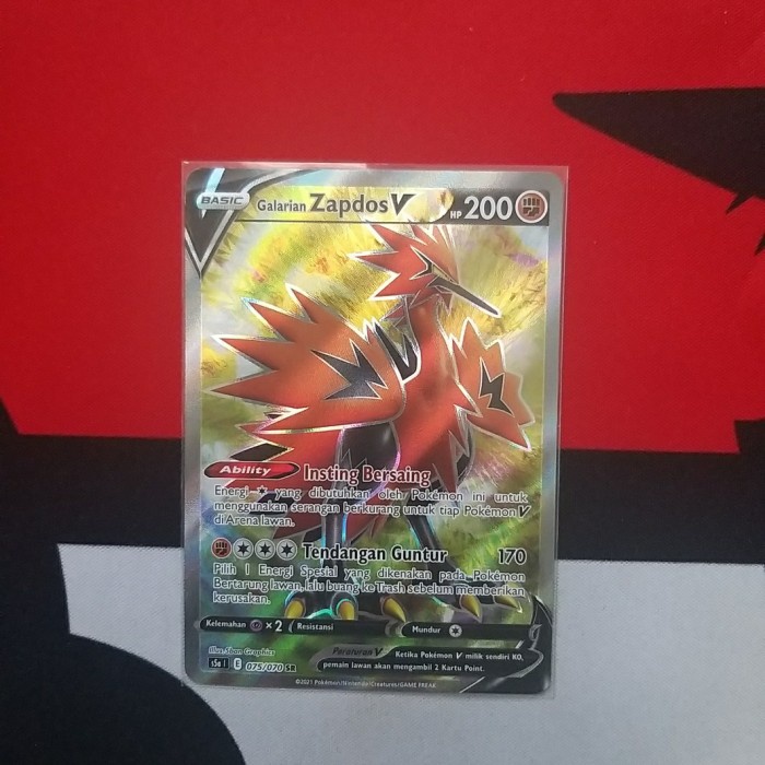 ✅COD Kartu Pokemon Tcg Indonesia Zapdos V Sr Dua Pilar Bertarung Mint Terbaru