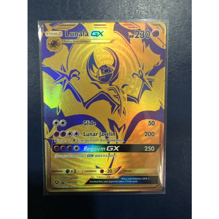 ✅COD Lunala Gx Gold Sm103A / Kartu Pokemon Eng Terbatas