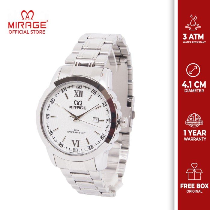 ✅New Ori Jam Tangan Pria Mirage Original 8267M-Pp Silver Diskon