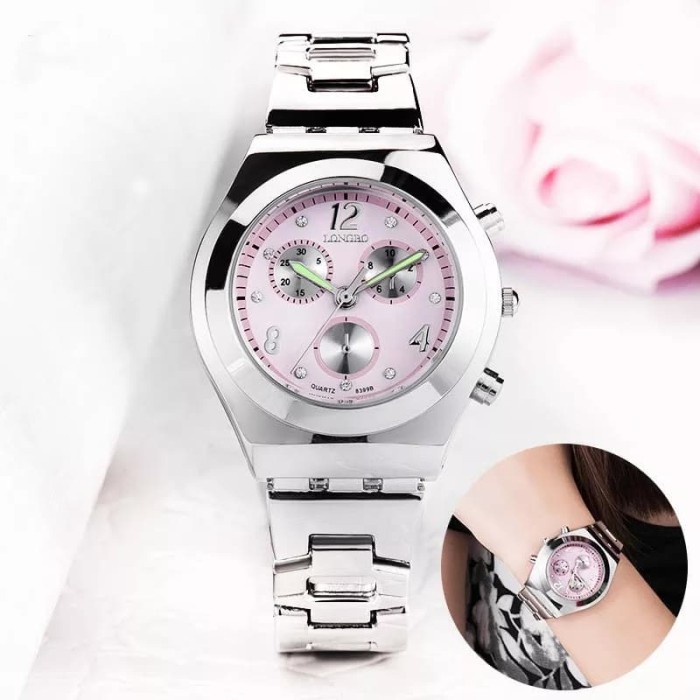 ✅New Ori Longbo Jam Wanita Elegan Kasual Stainless Steel Silver Diskon