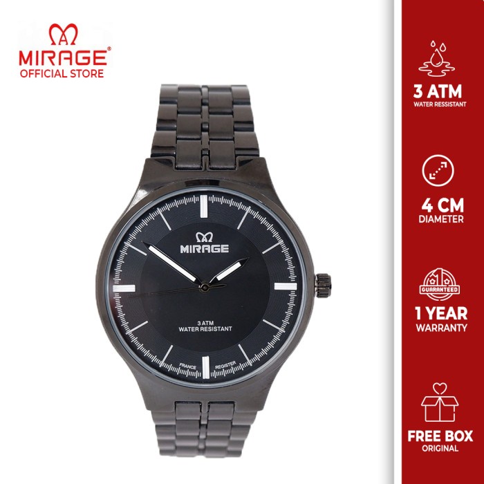 ✅New Ori Jam Tangan Pria Terbaru Model Elegant Mirage Full Black Ii 602M Terbatas