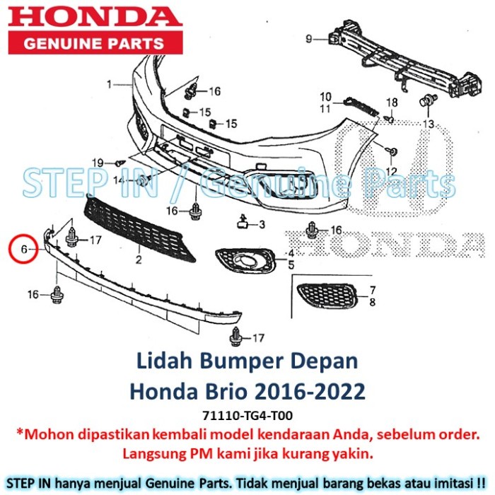 ✅Ori Karet Lidah Bawah Bumper Bemper Depan Honda Brio 2016 2017 2018 Berkualitas