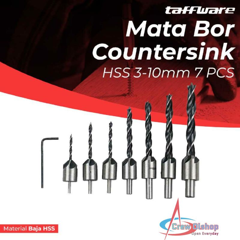 Mata Bor Countersink Drill Bits Set Mata Bor Countersink Kayu Woodworking 7pcs