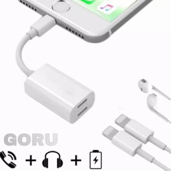 Converter iphone 7 8 plus X Xs connector double lightning y cable ori