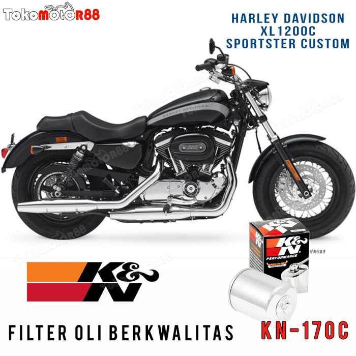 ✨Baru KN Kn-170C / Kn170C Oil Filter For Harley Davidson Xl1200C Sportster Limited
