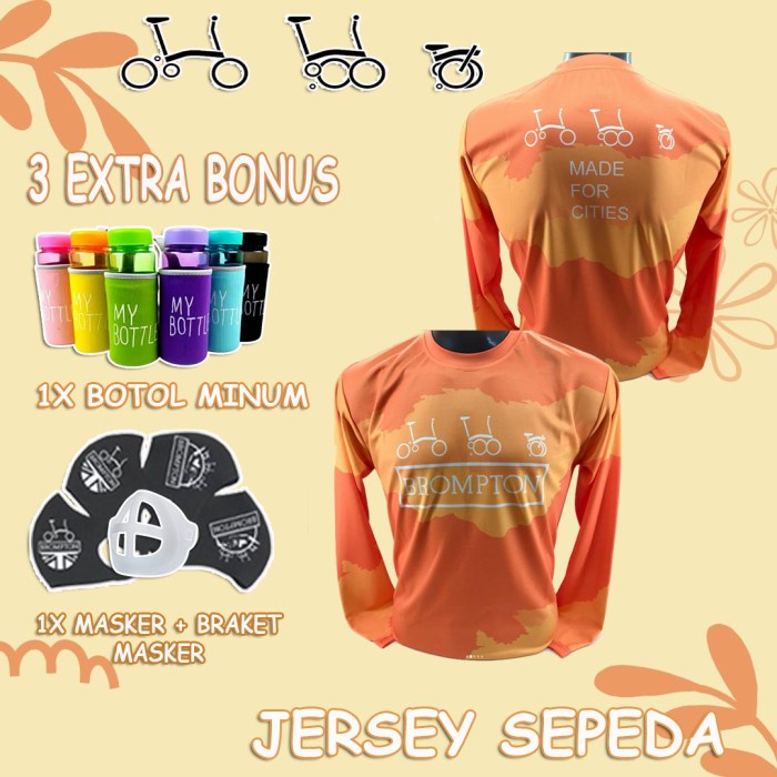 [COD] Jersey Lengan Panjang Brompton Sepeda Lipat - Orange Terbatas