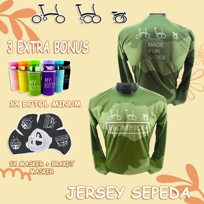 [COD] Jersey Lengan Panjang Brompton Sepeda Lipat - Hijau Berkualitas