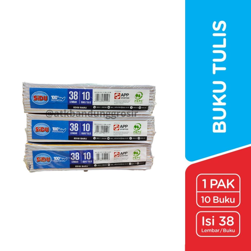 

Hot - Buku Tulis Sinar Dunia 38 Lembar (SIDU) Ukuran Qwarto Cover Random - pack (10 buku) .,