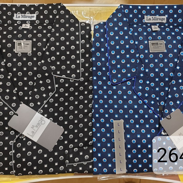 [COD] Piyama Lengan Panjang Katun Pria La Mirage Bulat Hitam Putih Terbaru