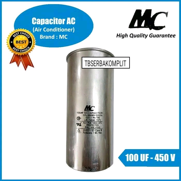 [New] Kapasitor Ac 100Uf 400V 450V Alumunium Capacitor Air Conditioner Berkualitas