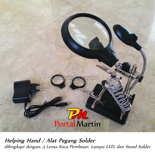 

Helping Hand dengan 3 Lensa Kaca Pembesar dan Lampu LED