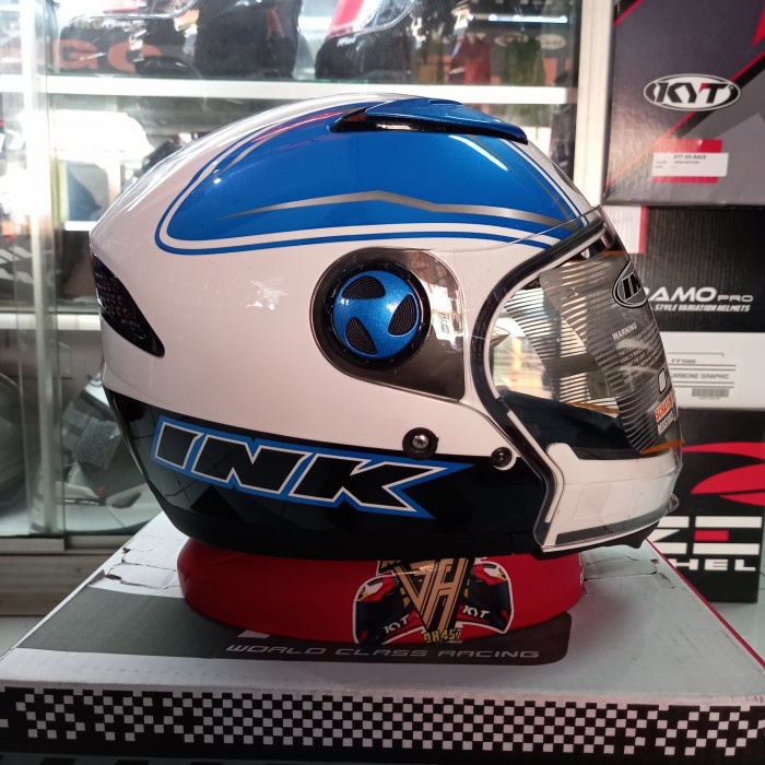 ✨Termurah Ink Helm Mf1#1 White Blue Modular Cross Over Limited