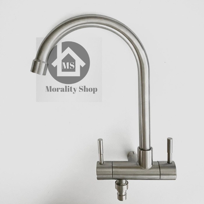 Kran Sink Angsa cabang stainless 30417 - Keran dapur sink stenliss