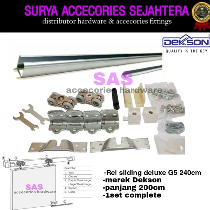 ✅New Ori Rel Pintu Sliding Dekson G5 240Cm Rel Pintu Geser Dekkson 2.4M Limited
