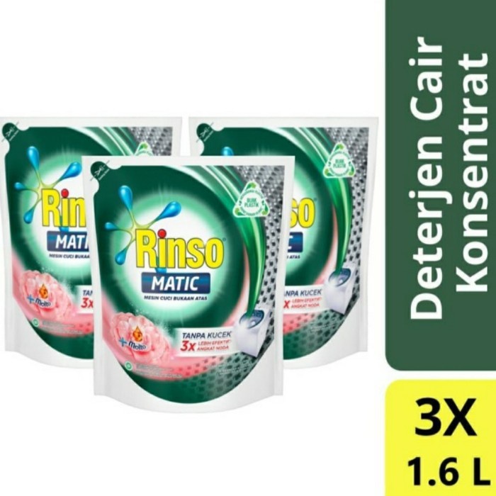 ✅Original Rinso Matic Deterjen Cair Detergen Mesin Bukaan Atas Isi 3 Pcs 1600 Ml Limited