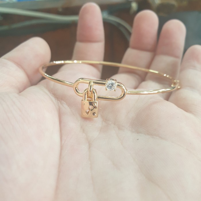 ✨Sale Bangle Gelang Oval Gembok Emas Asli Gold 700 70 16K Ubs Mata Putih Terbaru